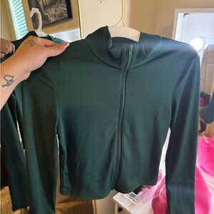 Emerald Green Cropped Zip Up